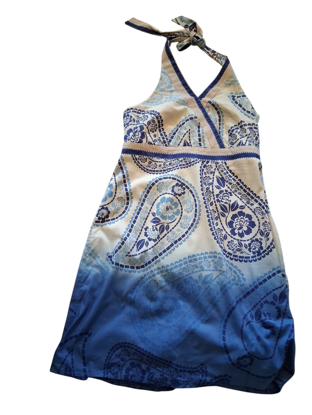Style & Co. Blue and White Halter Midi Dress - Picture 3 of 9